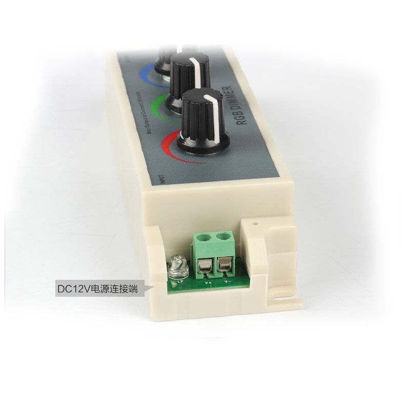 DC12/24V 3A3CH Max 108W Manual knob Setting Three Color Dimmer Controller For Color Change LED Light Strips or Modules DC12/24V 3A3CH Max 108W Manual knob Setting Three Color Dimmer Controller For Color Change LED Light Strips or Modules